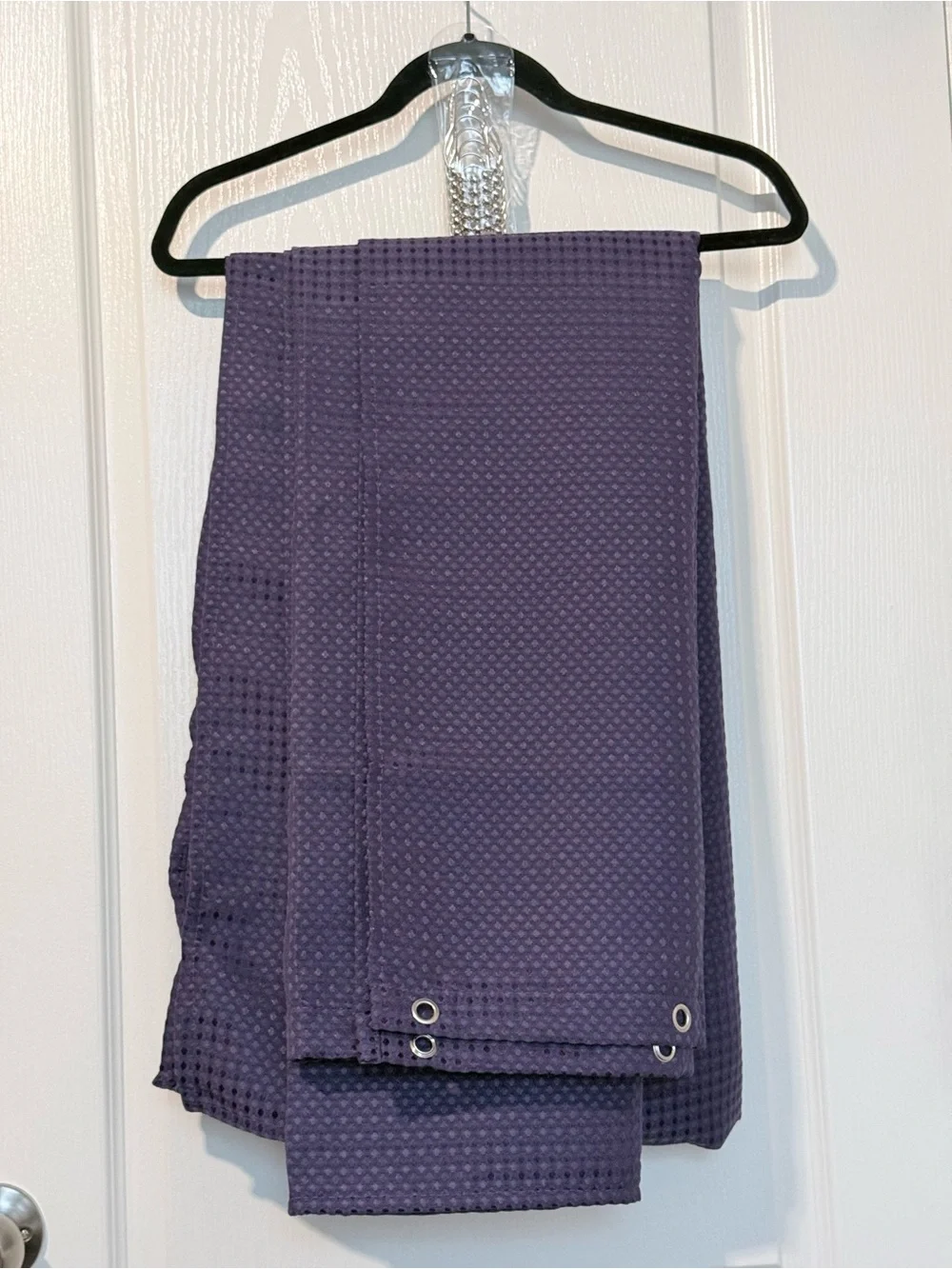 Waffle Weave Shower Curtain Panel in Deep Purple